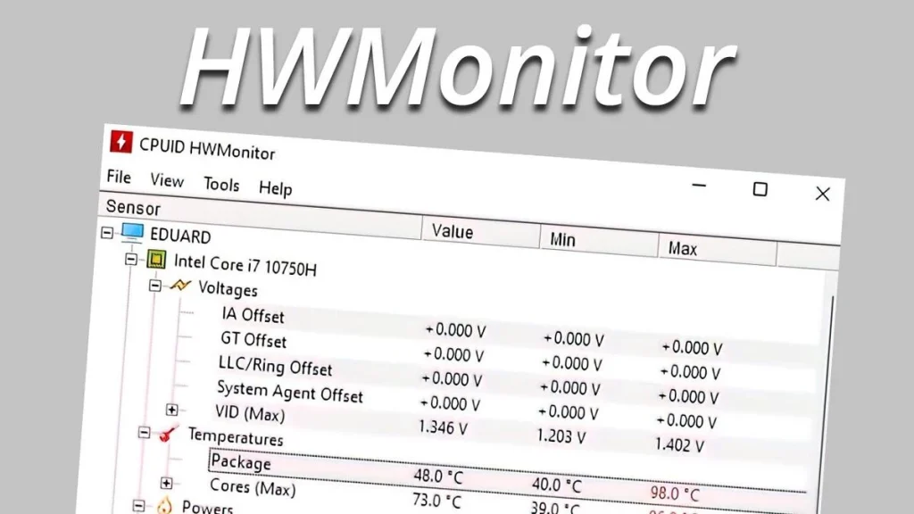 نرم افزار hwmonitor کامپیوتر