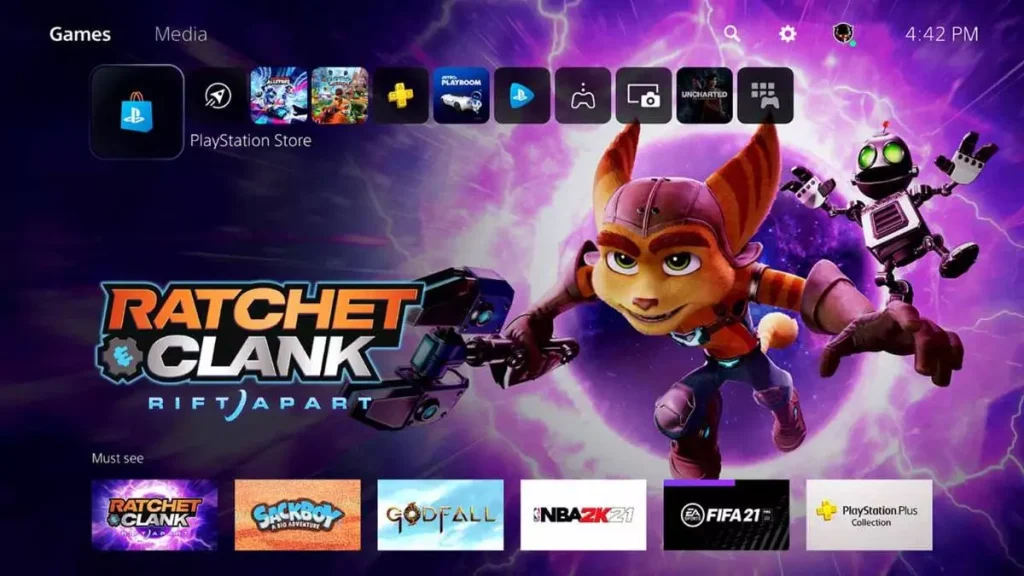 بکگراند بازی rachet and clank بر روی پلی استیشن 5